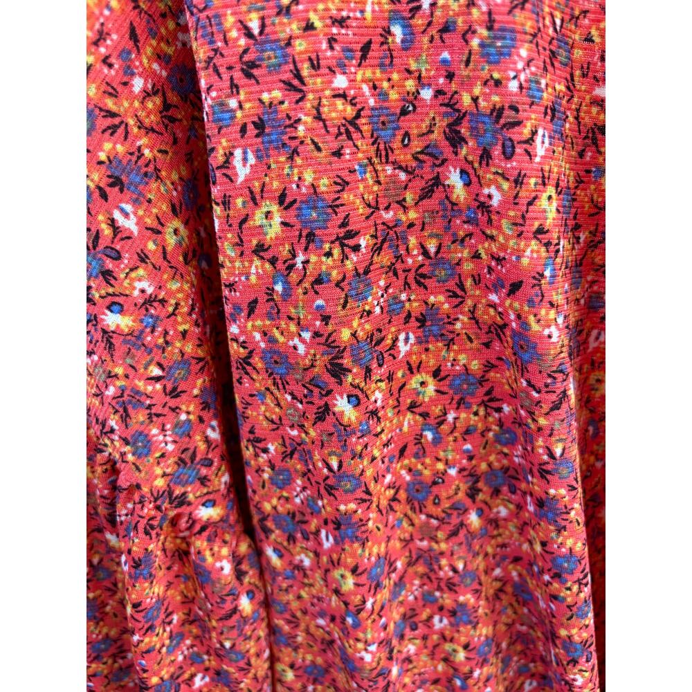 ASOS Floral Long Sleeve Midi Dress Red Orange Boho Size US 16 - Picture 4 of 8